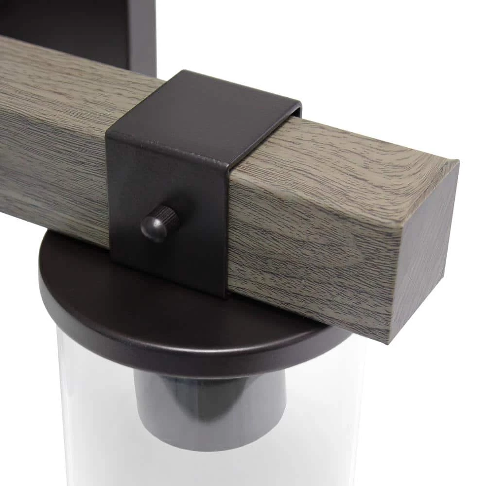 3-Light Gray Industrial Rustic Lantern Restored Wood Look Bath Vanity Light by Elegant Designs 7 3-Light Gray Industrial Rustic Lantern Restored Wood Look Bath Vanity Light by Elegant Designs - Image 7