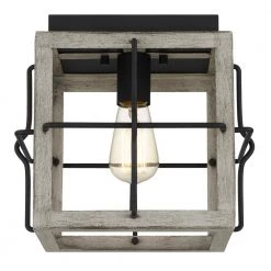 11 in. 1-Light Light Wood Finish Square Flush Mount by JAZAVA 8 11 in. 1-Light Light Wood Finish Square Flush Mount by JAZAVA -JAZAVA Sales Store light wood jazava flush mount lights hd10061dm 4f 1000