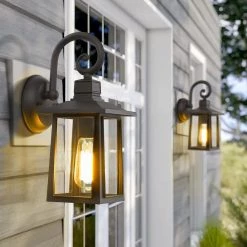 1-Light Matte Black Hardwired Outdoor Wall Lantern Sconce by JAZAVA 8 1-Light Matte Black Hardwired Outdoor Wall Lantern Sconce by JAZAVA -JAZAVA Sales Store matte black jazava outdoor sconces hdwla1298 mbk 1f 1000