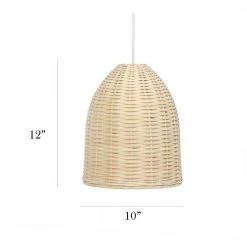 12 in. 1-Light Natural Elongated Coastal Dome Rattan Downlight Pendant by Elegant Designs -JAZAVA Sales Store natural elegant designs chandeliers pt1007 nat 4f 1000