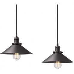 1-Light ORB Industrial Single Chandelier Pendant Light with Metal Shade (Pack of 2) by JAZAVA