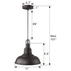 11 in. 1-Light Oil Rubbed Bronze Industrial Pendant Light with Metal Shade by JAZAVA -JAZAVA Sales Store oil rubbed bronze jazava chandeliers hd016 1 orb fa 1000
