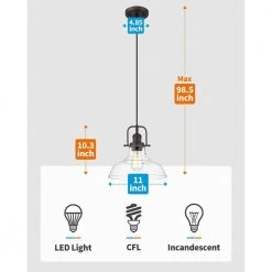 1-Light Oil Rubbed Bronze Finish Farmhouse Pendant Light with Clear Glass Shade by JAZAVA -JAZAVA Sales Store oil rubbed bronze jazava chandeliers hd4fy09 mpdm 44 1000