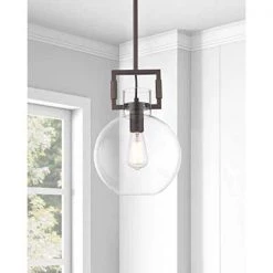 1-Light Globe Oil-Rubbed Bronze Glass Shade Pendant by JAZAVA 10 1-Light Globe Oil-Rubbed Bronze Glass Shade Pendant by JAZAVA -JAZAVA Sales Store oil rubbed bronze jazava chandeliers hd5hzg19 m1ldm 1f 1000