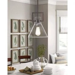 1-Light Oil-Rubbed Bronze Standard Pendant With Clear Shade by JAZAVA -JAZAVA Sales Store oil rubbed bronze jazava chandeliers hd5hzg21 m1ldm 1f 1000