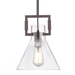 1-Light Oil-Rubbed Bronze Standard Pendant With Clear Shade by JAZAVA