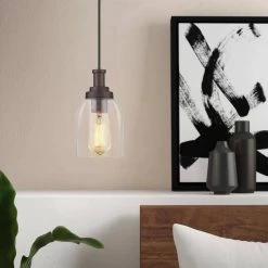 1-Light Oil Rubbed Bronze Finish Pendant Light with Clear Glass Shade by JAZAVA -JAZAVA Sales Store oil rubbed bronze jazava chandeliers hdzg33m1l orbdm 44 1000