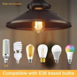 1-Light Oil Rubbed Bronze Single Pendant Light with Metal Shade by JAZAVA -JAZAVA Sales Store oil rubbed bronze jazava chandeliers pda1132 orb 1f 1000