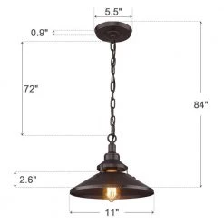 1-Light Oil Rubbed Bronze Single Pendant Light with Metal Shade by JAZAVA -JAZAVA Sales Store oil rubbed bronze jazava chandeliers pda1132 orb 44 1000