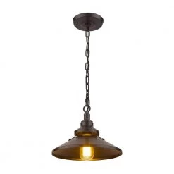 1-Light Oil Rubbed Bronze Single Pendant Light with Metal Shade by JAZAVA