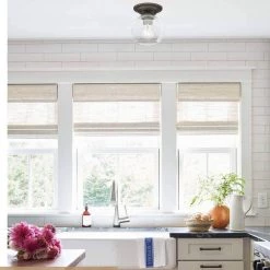 6 in. 1-Light Oil Rubbed Bronze Finish With Clear Glass Lampshade Semi-Flush Mount by JAZAVA -JAZAVA Sales Store oil rubbed bronze jazava flush mount lights hd4fh38 f orb 1f 1000