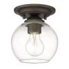 6 in. 1-Light Oil Rubbed Bronze Finish With Clear Glass Lampshade Semi-Flush Mount by JAZAVA