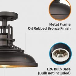 12 in.1-Light Oil Rubbed Bronze Finish With Metal Glass Semi-Flush Mount Light by JAZAVA -JAZAVA Sales Store oil rubbed bronze jazava flush mount lights hd4fy15 f orbdm 4f 1000