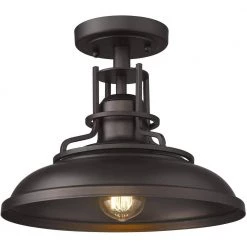 12 in.1-Light Oil Rubbed Bronze Finish With Metal Glass Semi-Flush Mount Light by JAZAVA