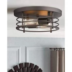 11.8 in. 2-Light Oil-Rubbed Bronze Flush Mount by JAZAVA -JAZAVA Sales Store oil rubbed bronze jazava flush mount lights hd5hy40f orbdm 1f 1000