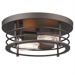 11.8 in. 2-Light Oil-Rubbed Bronze Flush Mount by JAZAVA