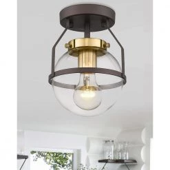 6.5 in. 1-Light Oil-Rubbed Bronze Gold Finish with Clear Globe Glass Shade Semi-Flush Mount by JAZAVA 11 6.5 in. 1-Light Oil-Rubbed Bronze Gold Finish with Clear Globe Glass Shade Semi-Flush Mount by JAZAVA -JAZAVA Sales Store oil rubbed bronze jazava flush mount lights hd5hzg58fdm 1f 1000