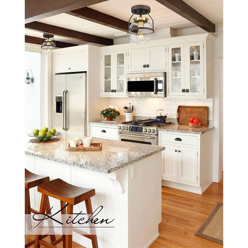 6.5 in. 1-Light Oil-Rubbed Bronze Gold Finish with Clear Globe Glass Shade Semi-Flush Mount by JAZAVA 6 6.5 in. 1-Light Oil-Rubbed Bronze Gold Finish with Clear Globe Glass Shade Semi-Flush Mount by JAZAVA - Image 6