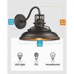 1-Light Oil Rubbed Bronze Gooseneck Hardwired Outdoor Barn Light Sconce by JAZAVA -JAZAVA Sales Store oil rubbed bronze jazava outdoor sconces hd4fy15 1wdm 44 1000