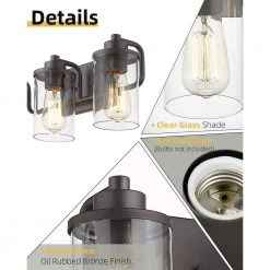 27 in. 4-Light Oil Rubbed Bronze Finish Vanity Light with Clear Glass Shade by JAZAVA 10 27 in. 4-Light Oil Rubbed Bronze Finish Vanity Light with Clear Glass Shade by JAZAVA -JAZAVA Sales Store oil rubbed bronze jazava vanity lighting hd4fh37 4wdm 44 1000