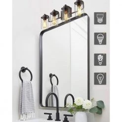 27 in. 4-Light Oil Rubbed Bronze Finish Vanity Light with Clear Glass Shade by JAZAVA 8 27 in. 4-Light Oil Rubbed Bronze Finish Vanity Light with Clear Glass Shade by JAZAVA -JAZAVA Sales Store oil rubbed bronze jazava vanity lighting hd4fh37 4wdm 4f 1000