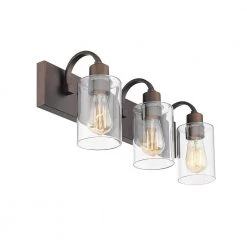 22 in. 3-Light Oil Rubbed Bronze Finish Vanity Light with Clear Glass Shade by JAZAVA -JAZAVA Sales Store oil rubbed bronze jazava vanity lighting hdyce237b 3wdm 1f 1000