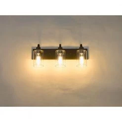 22 in. 3-Light Oil Rubbed Bronze Finish Vanity Light with Clear Glass Shade by JAZAVA -JAZAVA Sales Store oil rubbed bronze jazava vanity lighting hdyce237b 3wdm 44 1000