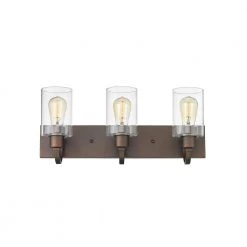 22 in. 3-Light Oil Rubbed Bronze Finish Vanity Light with Clear Glass Shade by JAZAVA -JAZAVA Sales Store oil rubbed bronze jazava vanity lighting hdyce237b 3wdm 4f 1000