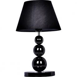 19.29 in. Pearl Black Metal Three Tier Ball Lamp with Fabric Shade by Elegant Designs