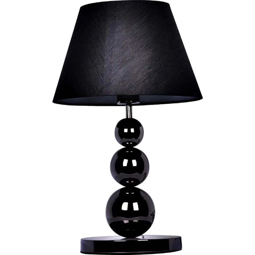 19.29 in. Pearl Black Metal Three Tier Ball Lamp with Fabric Shade by Elegant Designs 1 19.29 in. Pearl Black Metal Three Tier Ball Lamp with Fabric Shade by Elegant Designs