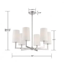 Dorset 6-Light Polished Nickel Chandelier with White linen Shade by GLUCKSTEINELEMENTS -JAZAVA Sales Store polished nickel glucksteinelements chandeliers 38699 hbc 1f 1000