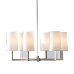 Dorset 6-Light Polished Nickel Chandelier with White linen Shade by GLUCKSTEINELEMENTS