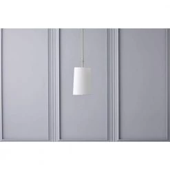 Dorset 1-Light Polished Nickel Pendant with White Linen Shade by GLUCKSTEINELEMENTS -JAZAVA Sales Store polished nickel glucksteinelements chandeliers 39056 hbc 4f 1000