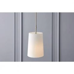 Dorset 1-Light Polished Nickel Pendant with White Linen Shade by GLUCKSTEINELEMENTS -JAZAVA Sales Store polished nickel glucksteinelements chandeliers 39056 hbc 76 1000