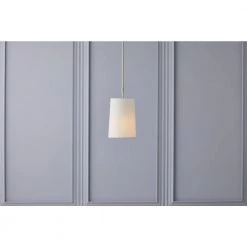 Dorset 1-Light Polished Nickel Pendant with White Linen Shade by GLUCKSTEINELEMENTS -JAZAVA Sales Store polished nickel glucksteinelements chandeliers 39056 hbc c3 1000