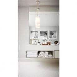 Dorset 1-Light Polished Nickel Pendant with White Linen Shade by GLUCKSTEINELEMENTS -JAZAVA Sales Store polished nickel glucksteinelements chandeliers 39056 hbc d4 1000