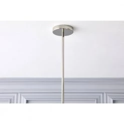 Dorset 1-Light Polished Nickel Pendant with White Linen Shade by GLUCKSTEINELEMENTS -JAZAVA Sales Store polished nickel glucksteinelements chandeliers 39056 hbc fa 1000