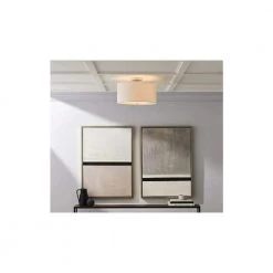 Dorset 3-Light Polished Nickel Semi Flush Mount with White Linen Shade by GLUCKSTEINELEMENTS -JAZAVA Sales Store polished nickel glucksteinelements flush mount lights 38700 hbc 4f 1000