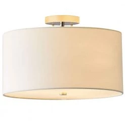 Dorset 3-Light Polished Nickel Semi Flush Mount with White Linen Shade by GLUCKSTEINELEMENTS