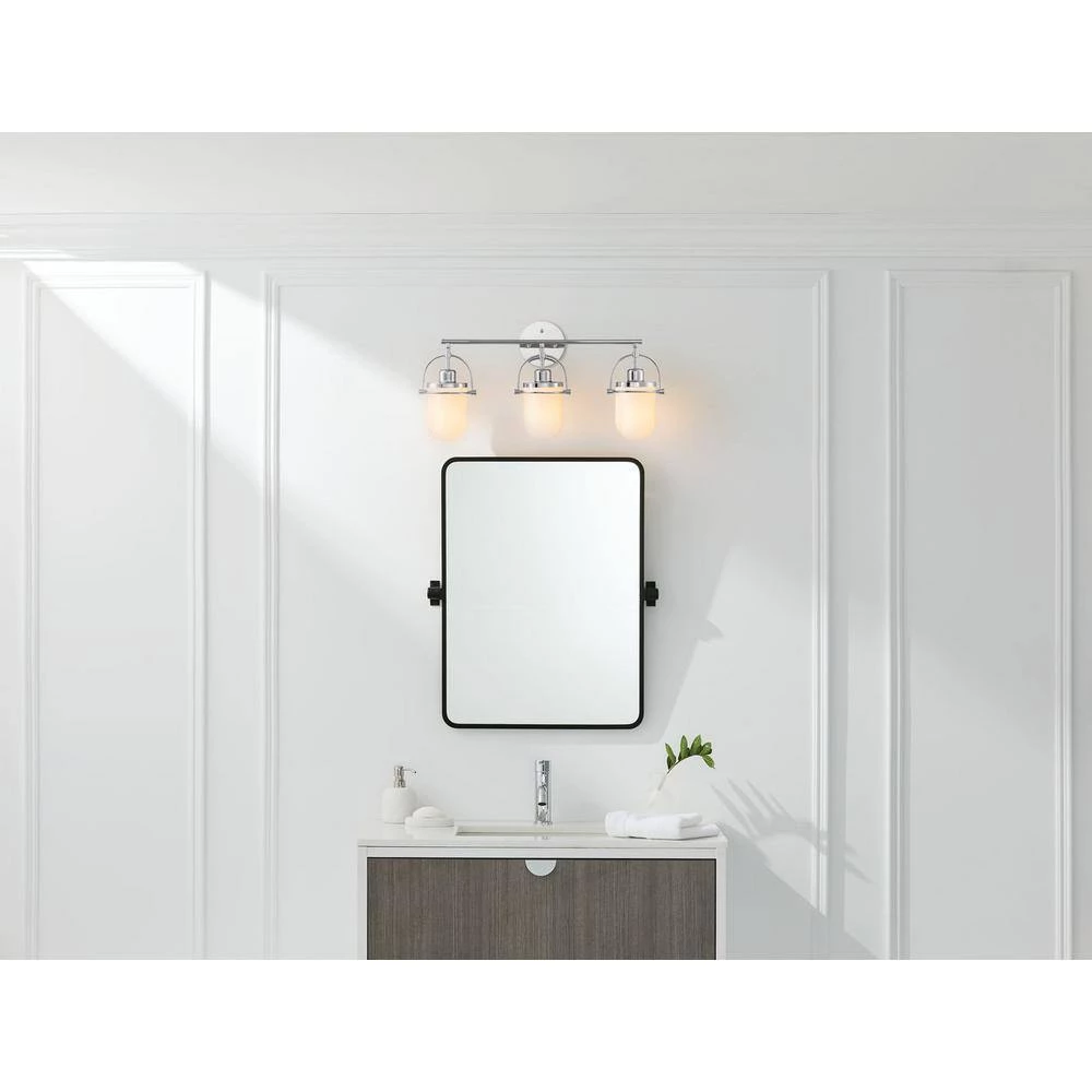 Lowell 24.5 in. 3-Light Polished Nickel Vanity Light by GLUCKSTEINELEMENTS 6 Lowell 24.5 in. 3-Light Polished Nickel Vanity Light by GLUCKSTEINELEMENTS - Image 6