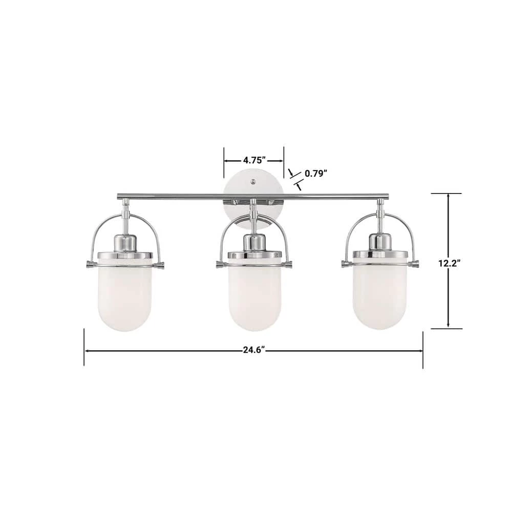 Lowell 24.5 in. 3-Light Polished Nickel Vanity Light by GLUCKSTEINELEMENTS 5 Lowell 24.5 in. 3-Light Polished Nickel Vanity Light by GLUCKSTEINELEMENTS - Image 5
