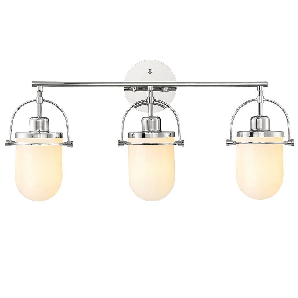 Lowell 24.5 in. 3-Light Polished Nickel Vanity Light by GLUCKSTEINELEMENTS 1 Lowell 24.5 in. 3-Light Polished Nickel Vanity Light by GLUCKSTEINELEMENTS