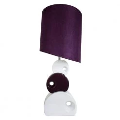 29 in. Purple and White Stacked Circle Ceramic Table Lamp with Asymmetrical Shade by Elegant Designs