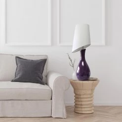 29 in. Curved Purple Ceramic Table Lamp with Asymmetrical White Shade by Elegant Designs -JAZAVA Sales Store purple elegant designs table lamps lt1040 prp 31 1000