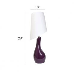 29 in. Curved Purple Ceramic Table Lamp with Asymmetrical White Shade by Elegant Designs -JAZAVA Sales Store purple elegant designs table lamps lt1040 prp 4f 1000