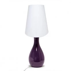29 in. Curved Purple Ceramic Table Lamp with Asymmetrical White Shade by Elegant Designs -JAZAVA Sales Store purple elegant designs table lamps lt1040 prp 66 1000