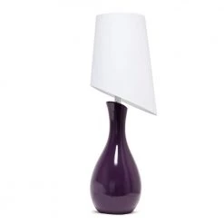 29 in. Curved Purple Ceramic Table Lamp with Asymmetrical White Shade by Elegant Designs -JAZAVA Sales Store purple elegant designs table lamps lt1040 prp fa 1000