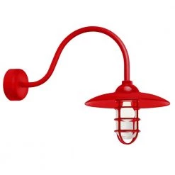 Retro Industrial 23 in. Arm 1-Light Red Clear Glass Lens Outdoor Wall Mount Sconce by Troy RLM