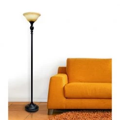 1-Light 71 in. Restoration Bronze Torchiere Floor Lamp with Marbelized Amber Glass Shade by Elegant Designs -JAZAVA Sales Store restoration bronze and amber elegant designs floor lamps lf2001 rbz 31 1000