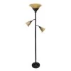 71 in. 3 Light Restoration Bronze Floor Lamp with Scalloped Glass Shades by Elegant Designs